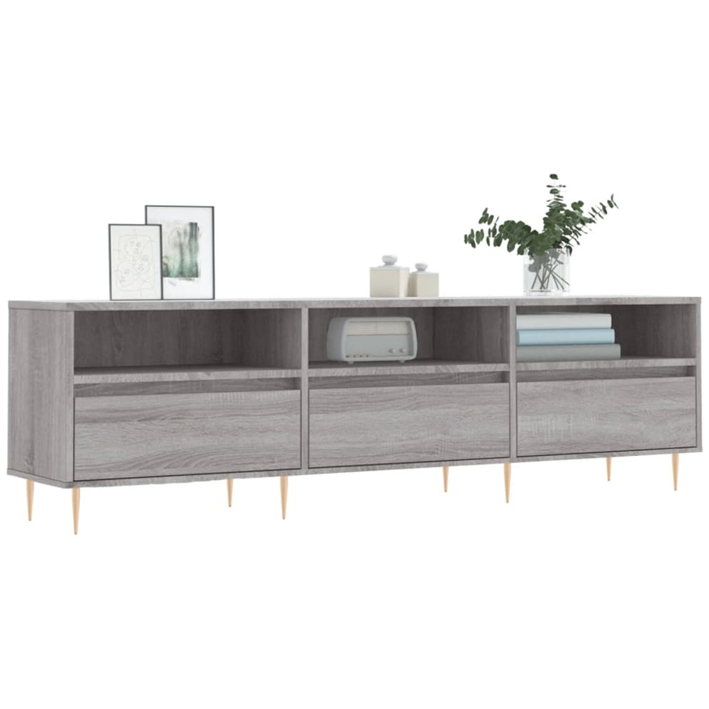 vidaXL 3 Door 3 Shelf Grey Sonoma TV Cabinet Image 3