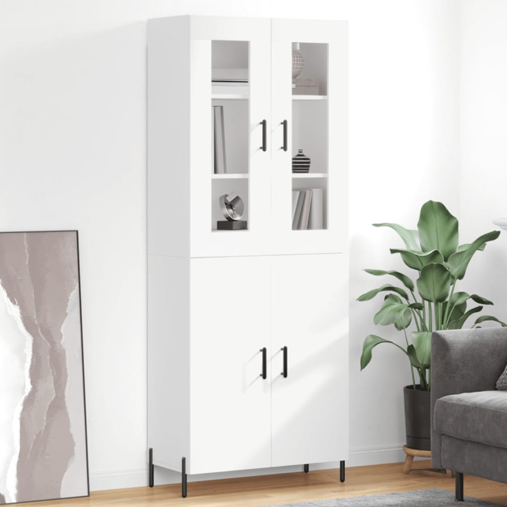 vidaXL 4 Door White Highboard Image 1
