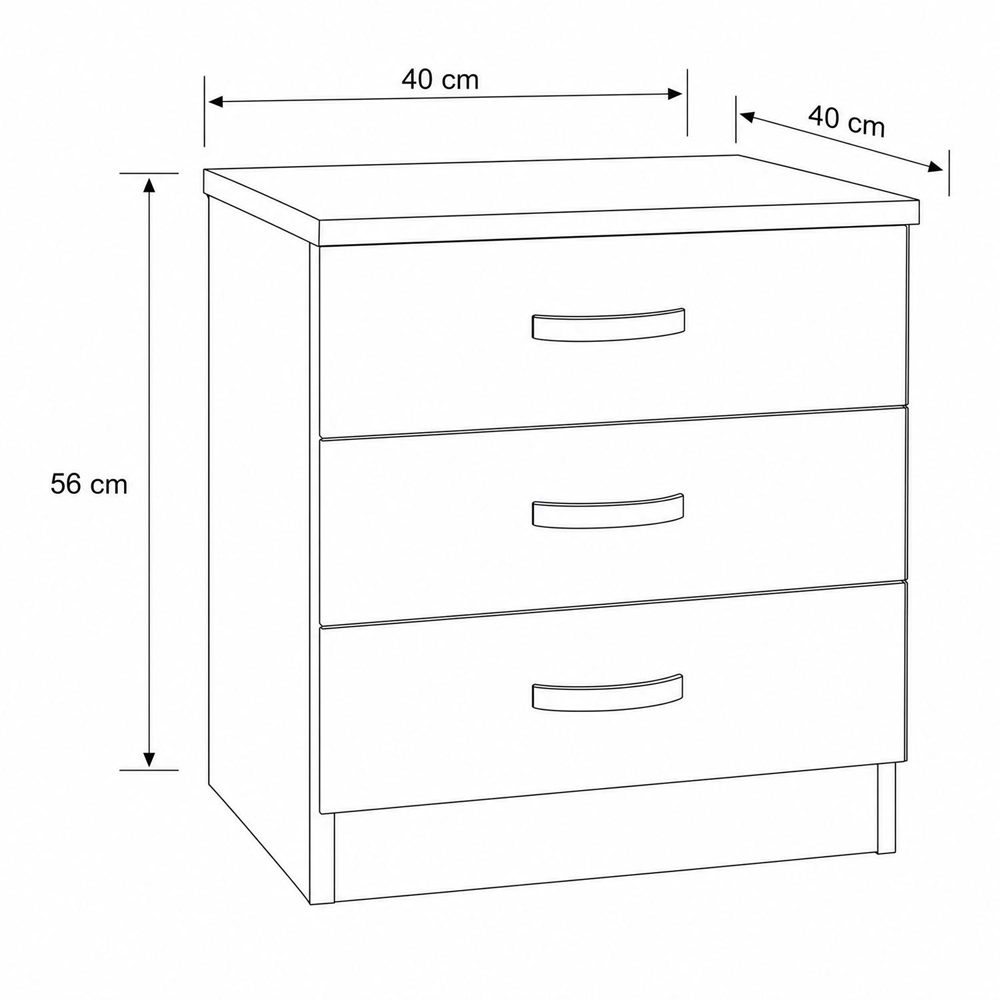FWStyle Tunis 3 Drawer Matt Black Chest of Drawer Image 6