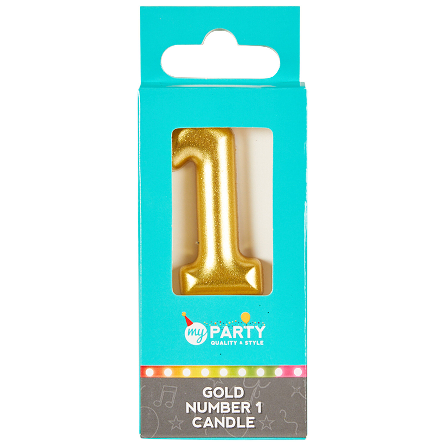 My Party Gold Number Candle - Gold / 1 Image 1