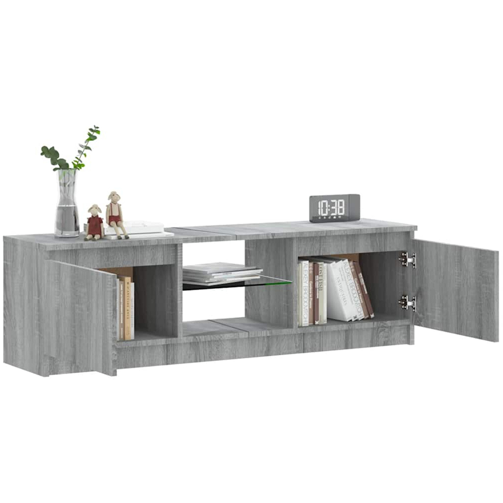vidaXL 2 Door 2 Shelf Grey Sonoma TV Cabinet with LED Lights Image 3