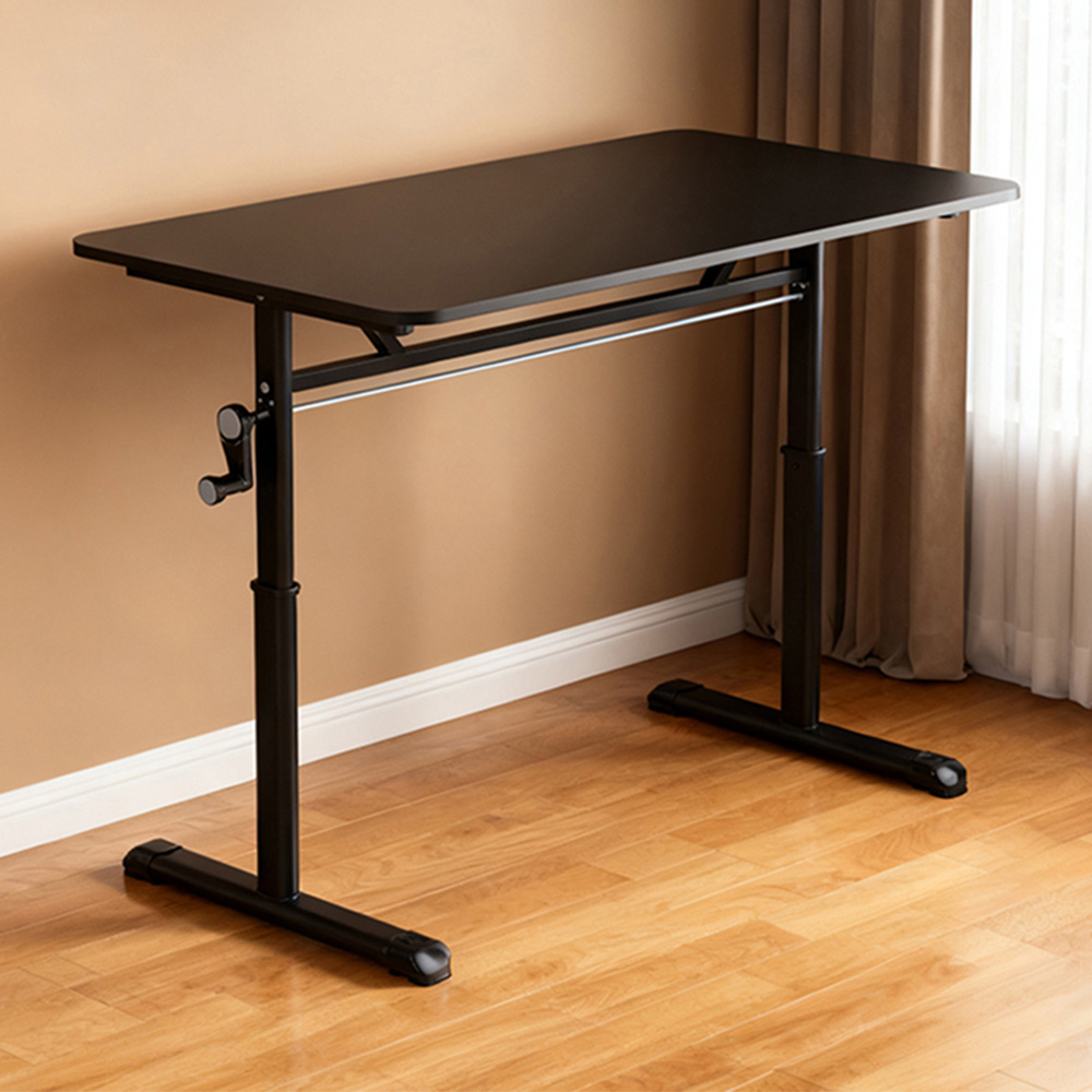 Living and Home Carbon Steel Frame Manual Height Adjustable Laptop Desk Black Image 1