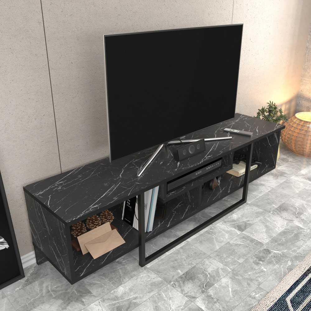 Decorotika Asal 3 Shelf Bendire and Black Modern TV Unit Image 5
