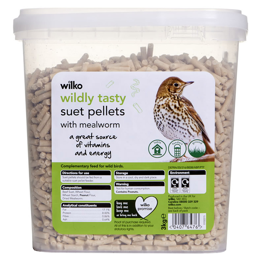 Wilko Wild Bird Suet Pellets with Mealworms 3kg Image 1