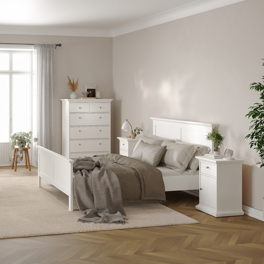 Florence Paris Single Door Single Drawer White Bedside Table Image 6