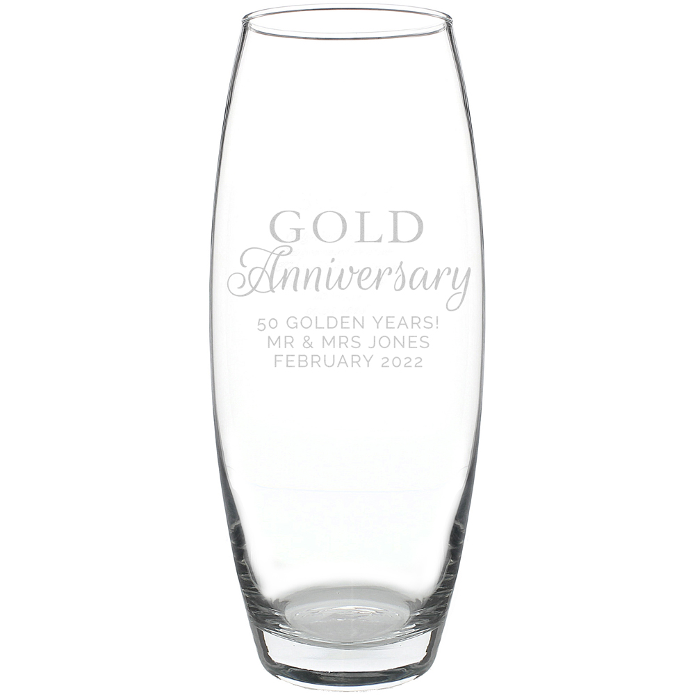 Personalised Memento Personalised Gold Anniversary Bullet Vase Image 1