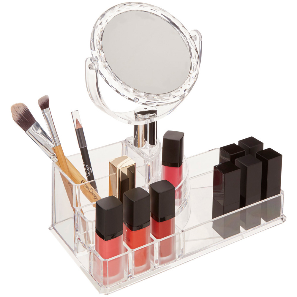 Premier Housewares Clear Cosmetic Organiser with Mirror Image 3
