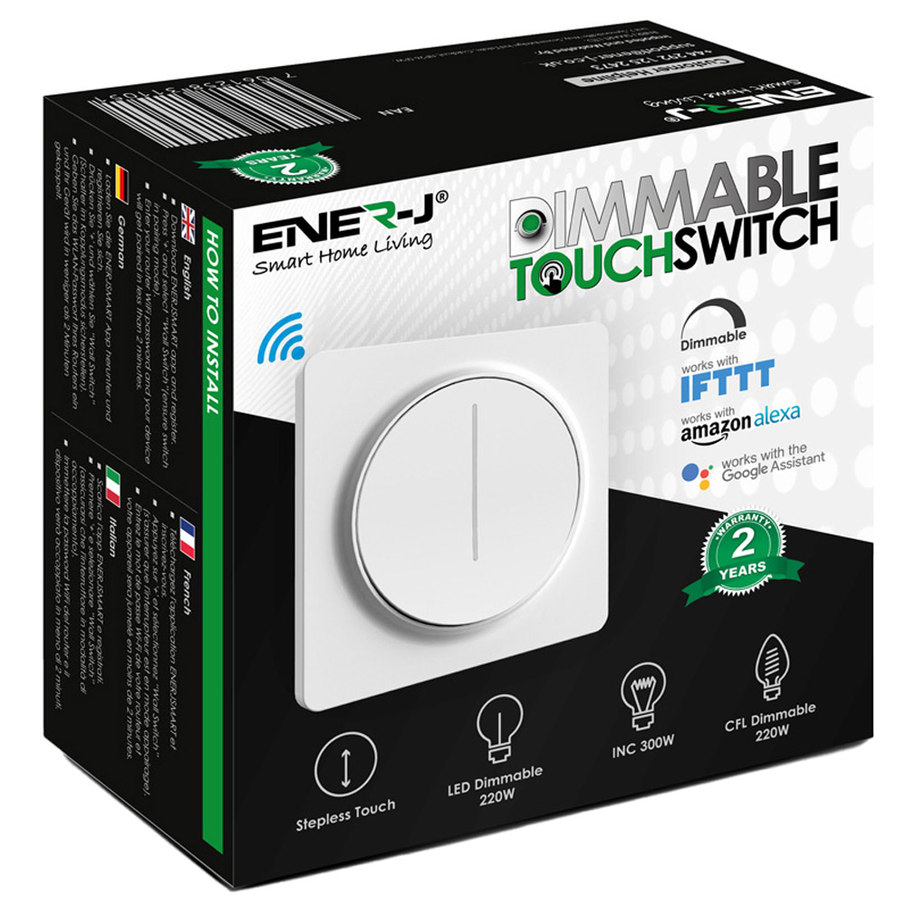 Ener-J White 1G Smart Dimmable Touch Switch Image 1