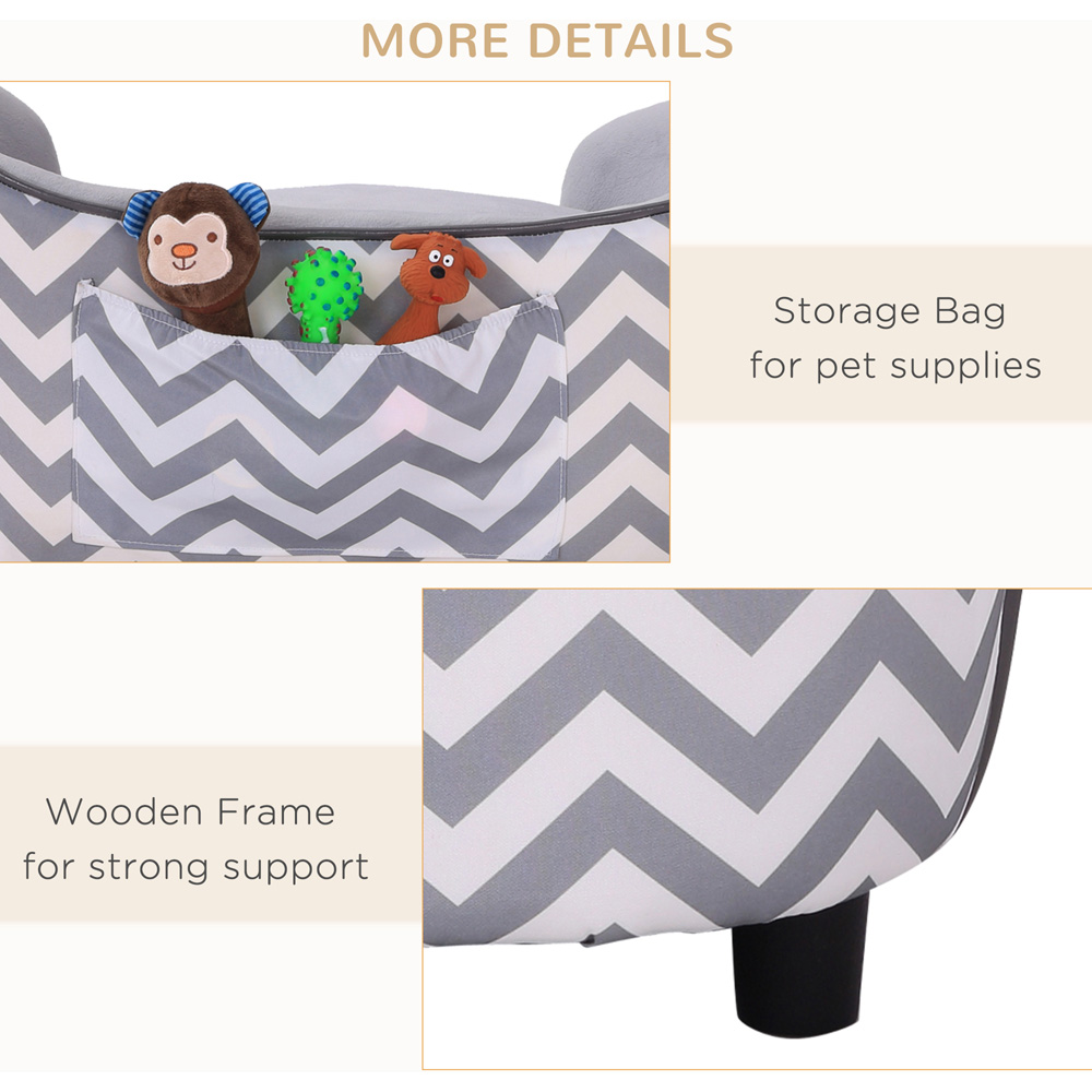 PawHut Grey Small Pet Couch with Cushion Image 7