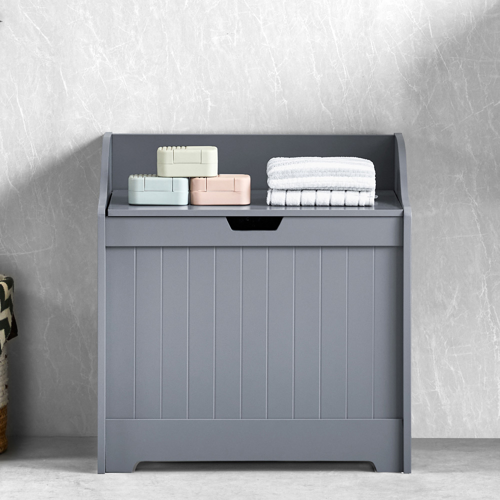 BATH VIDA Priano Grey Wooden Bathroom Laundry Cabinet Image 3