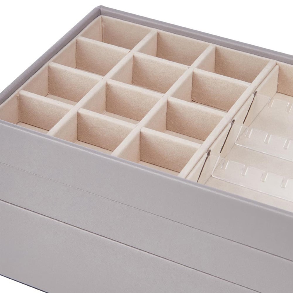 H&O Direct 4 Tier Grey Jewellery Storage Box with Transparent Lid Image 4
