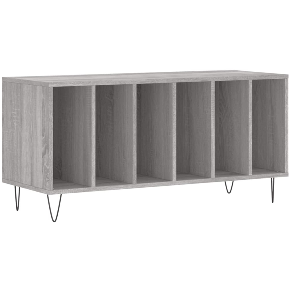 vidaXL 6 Shelf Grey Sonoma Record Cabinet Image 2