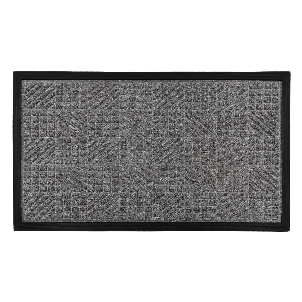 JVL Grey Firth Rubber Doormat 40 x 70cm Image 1
