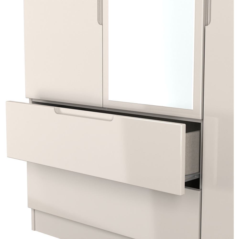 Crowndale Milan 3 Door 2 Drawer Kashmir Gloss and Kashmir Tall Mirrored Wardrobe Ready Assembled Image 7