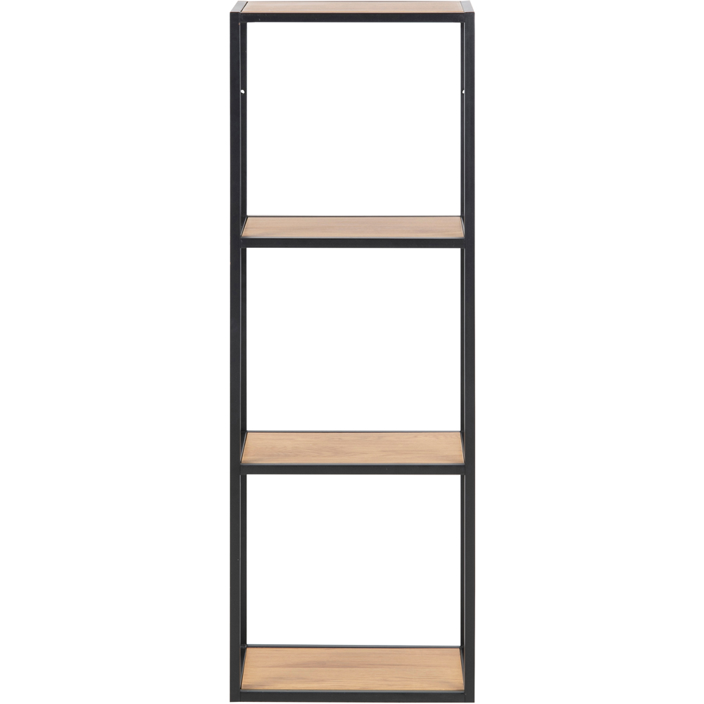 Florence Seaford 3 Shelf Oak and Black Metal Wall Shelf Image 3