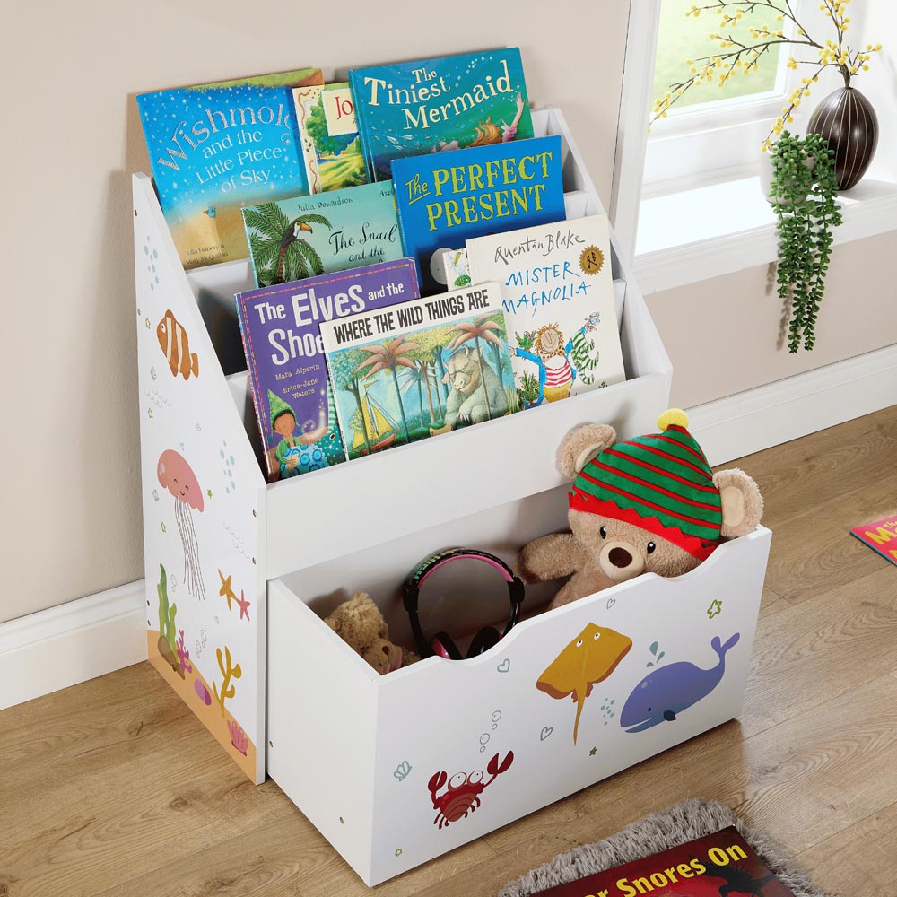 Home Source Anya 3 Drawer Single Shelf Multicolour Sealife Animal Kids Bookcase Image 3