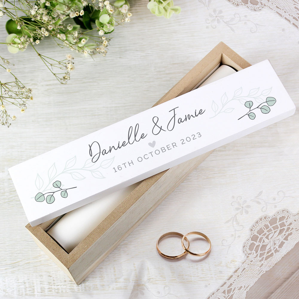 Personalised Memento Personalised Botanical Leaves Wooden Certificate Holder Image 2