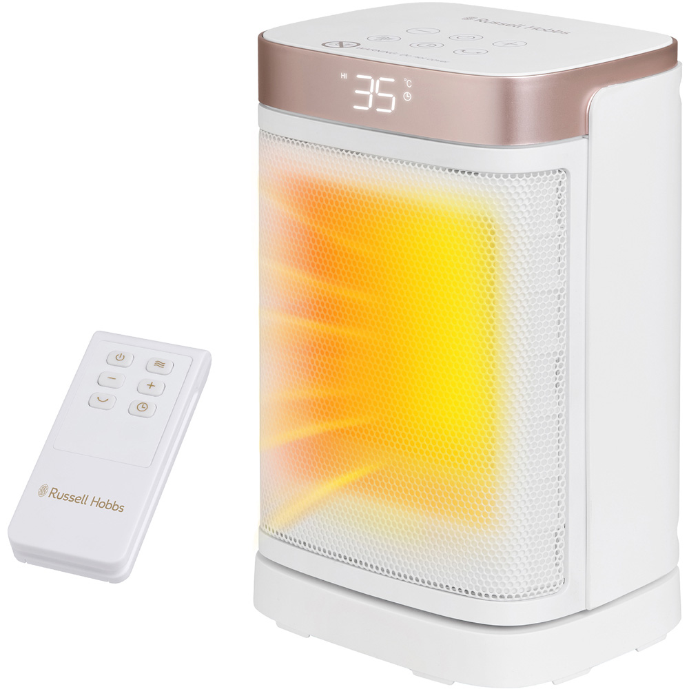 Russell Hobbs RHCH2001WCHAMP White and Champagne Square Oscillating Ceramic Heater 1500W Image 2