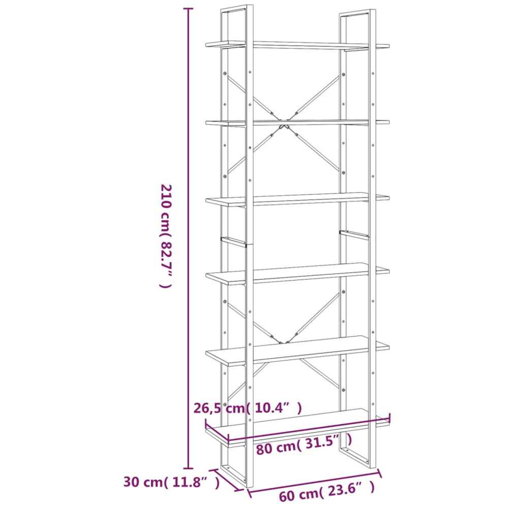 vidaXL 6 Shelf Grey Sonoma High Cabinet Image 7