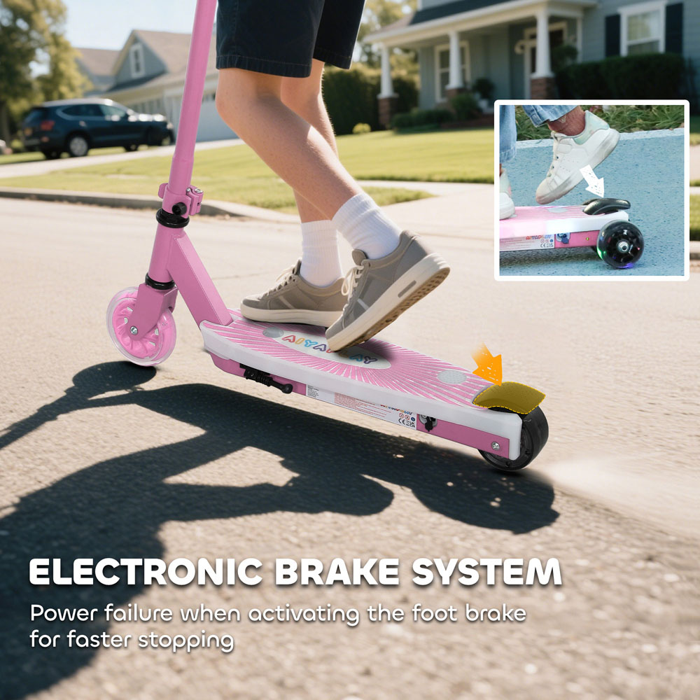 Tommy Toys AIYAPLAY Pink Electronic Ride-On Scooter with Auxiliary Rear Wheels Image 8