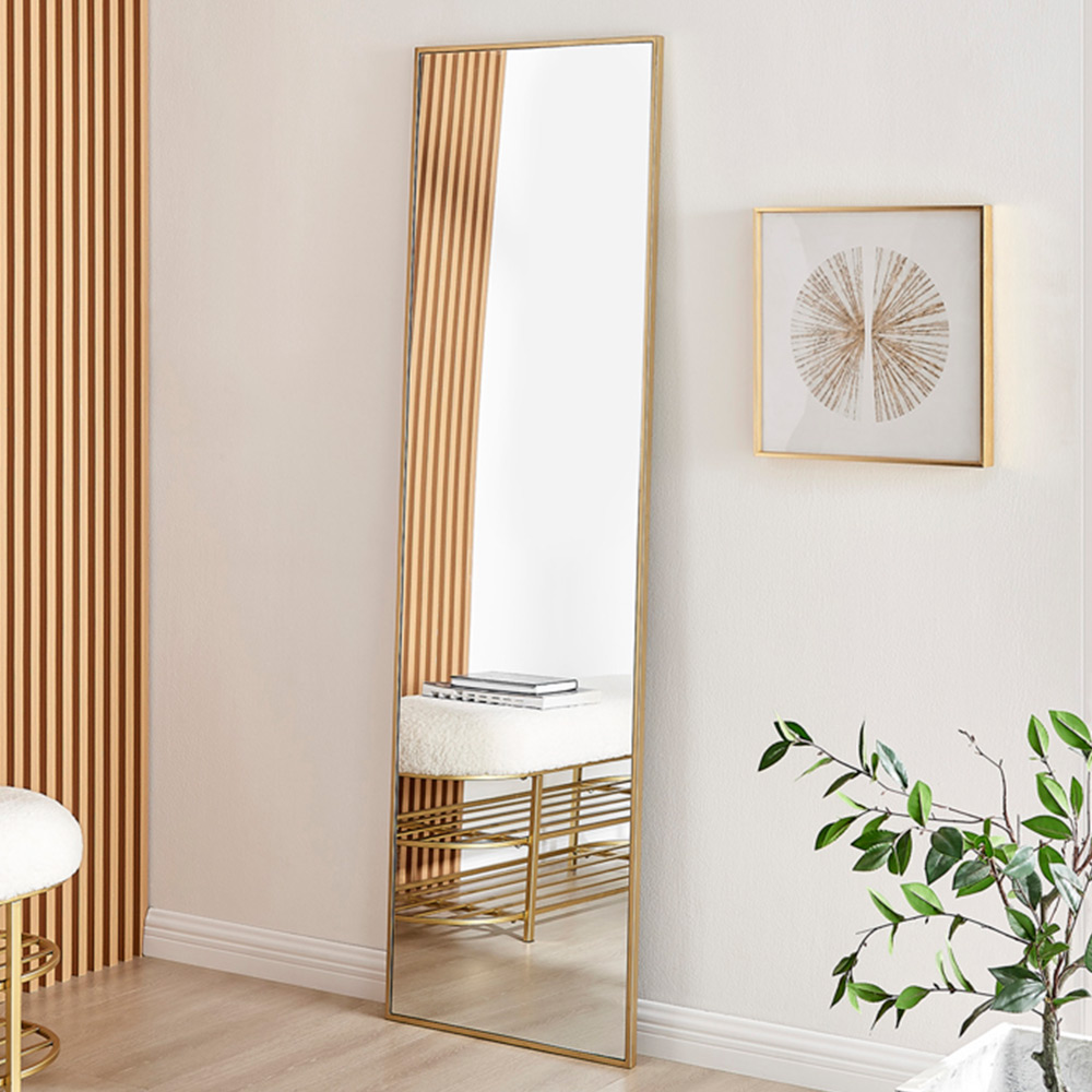 Furniturebox Austen Rectangular Gold Extra Large Metal Wall Mirror 170 x 50cm Image 9