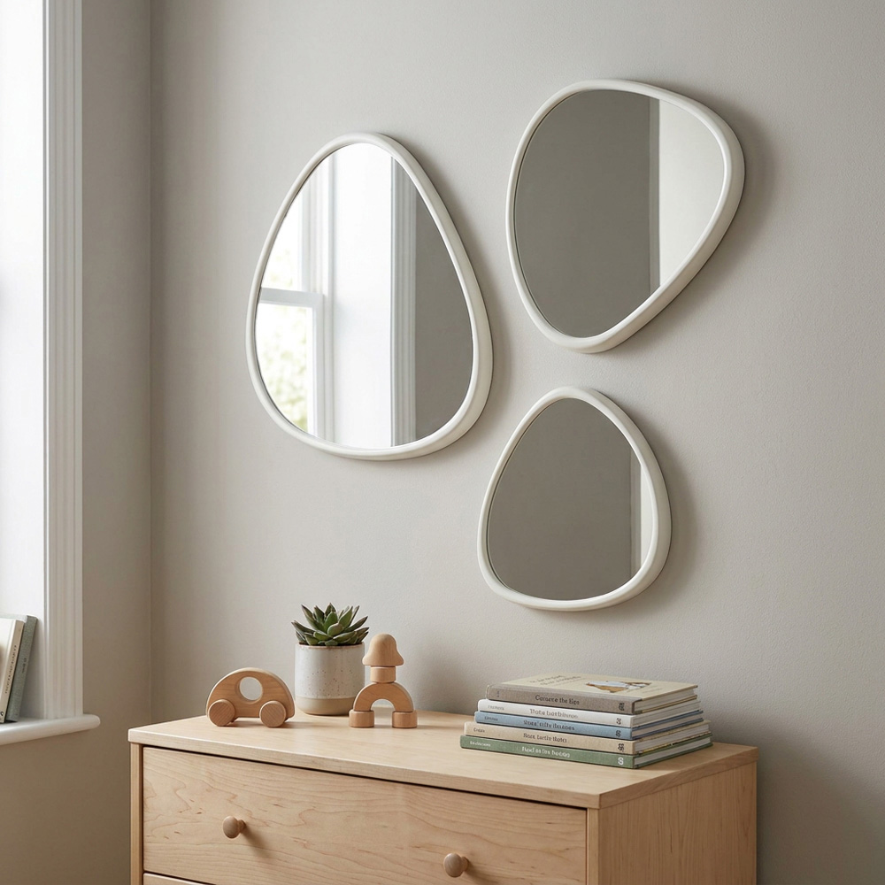 Set of 3 Stone Organic Shape Mirrors Image 10