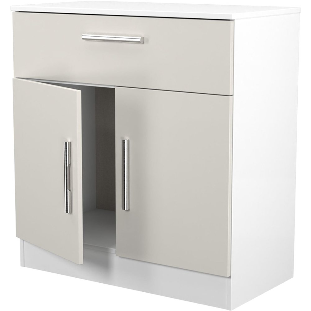 Crowndale Contrast 2 Door Single Drawer Grey Matt and White Sideboard Ready Assembled Image 6