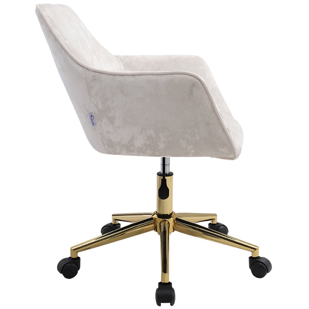 Living and Home Velvet Home Office Swivel Task Chair with Flared Arms Image 3