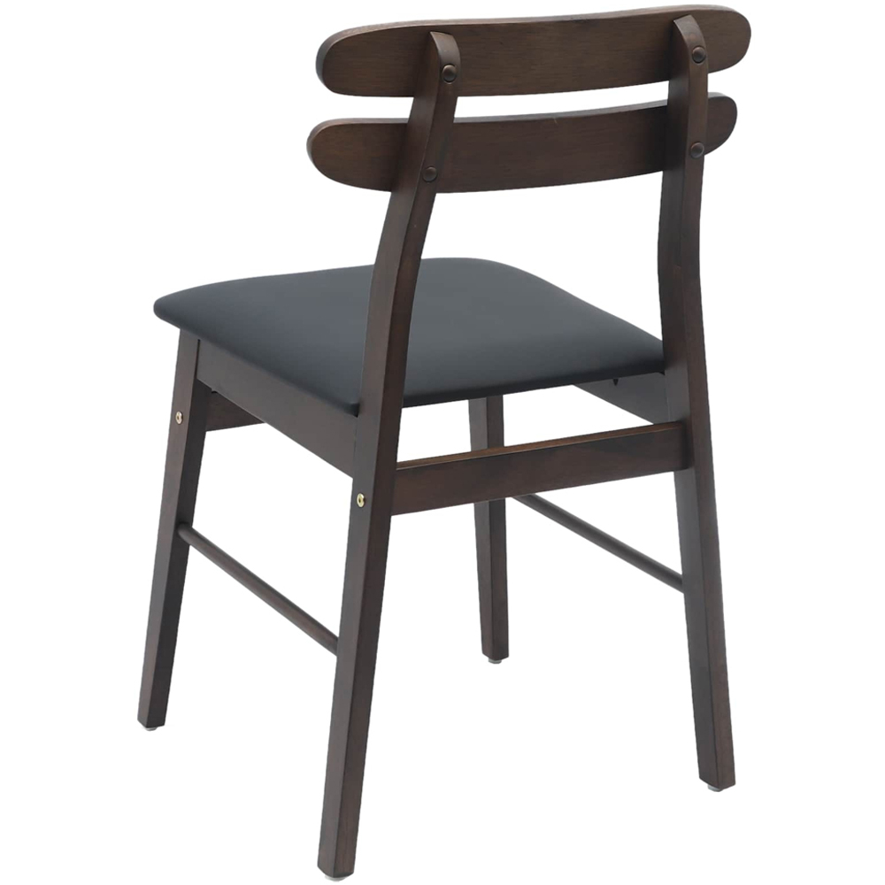 vidaXL Set of 2 Light Brown and Black Rubberwood Rectilinear Vintage Dining Chairs Image 4