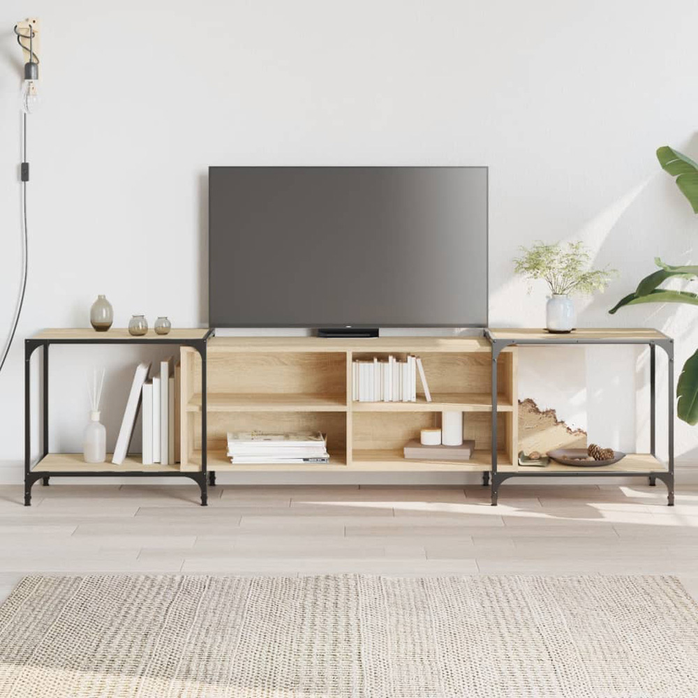 vidaXL 4 Shelf Sonoma Oak Industrial Style Adjustable TV Cabinet Image 1
