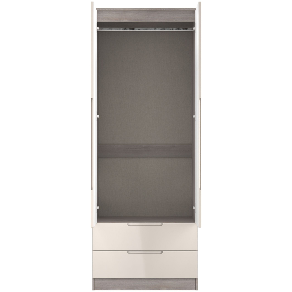 Crowndale Milan 2 Door 2 Drawer Kashmir Gloss and Grey Oak Tall Wardrobe Ready Assembled Image 7