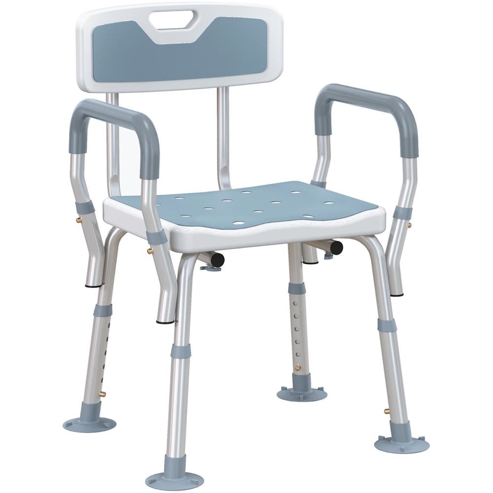 HOMCOM Blue Padded Shower Stool with Back and Arms Image 1