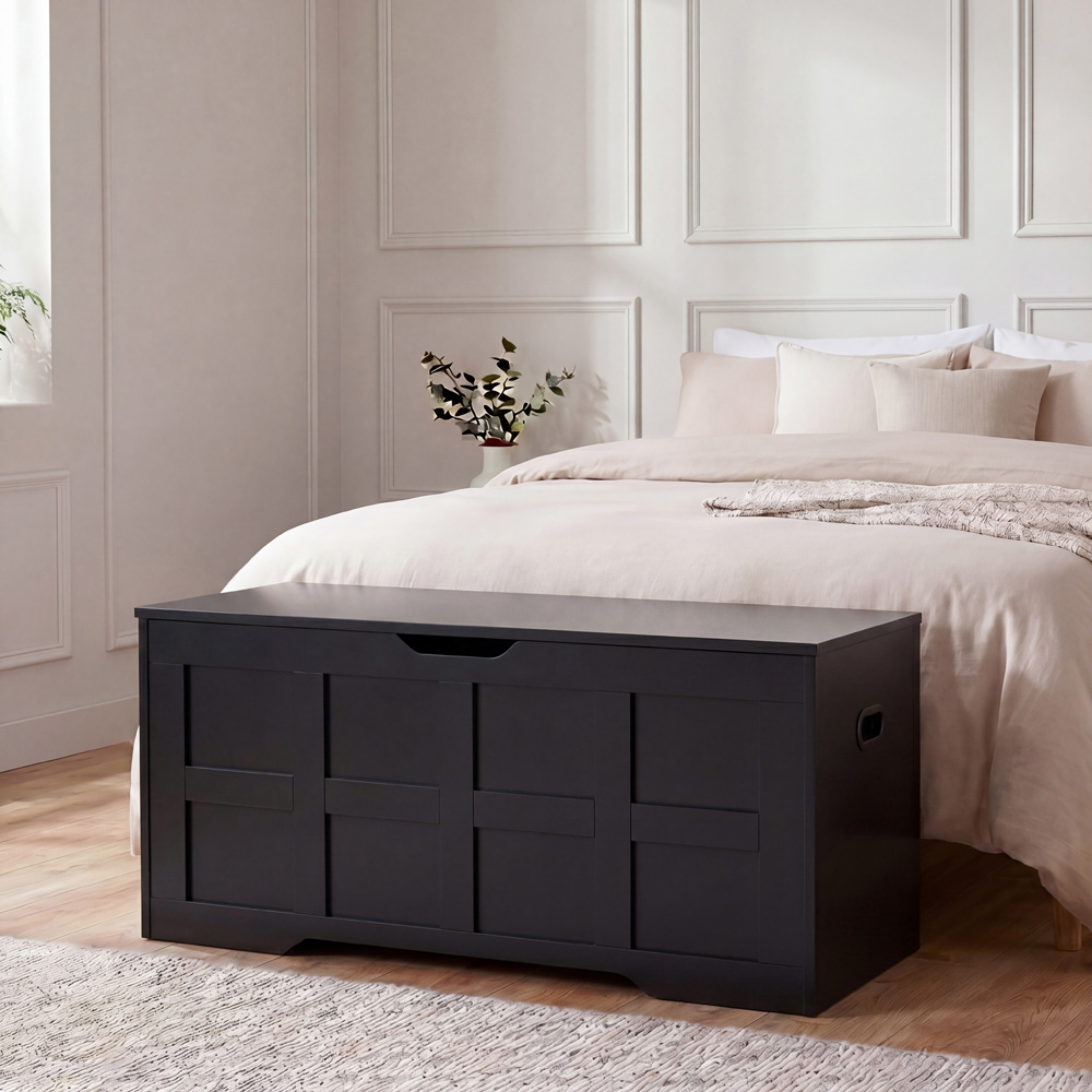 VIDA DESIGNS Black Large Storage Ottoman Bench Image 3