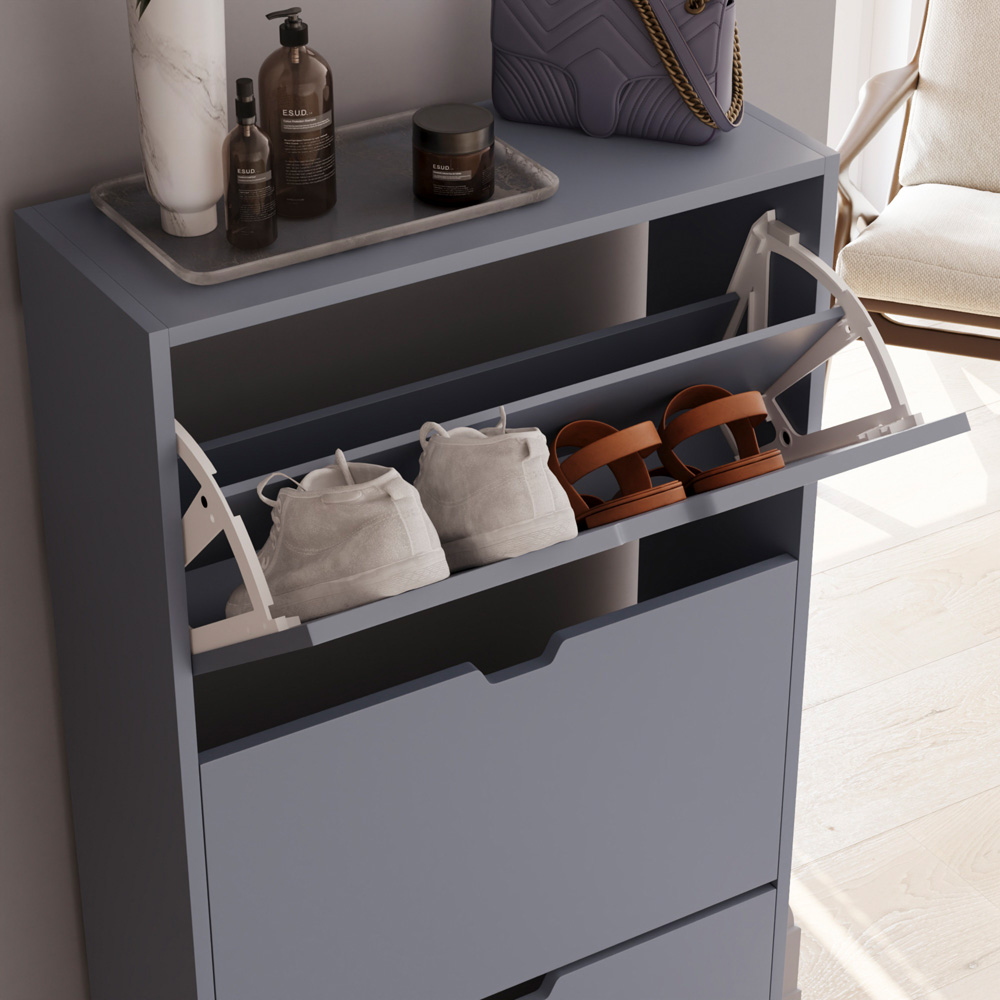 Vida Designs 3 Drawer Grey Shoe Cabinet Image 4