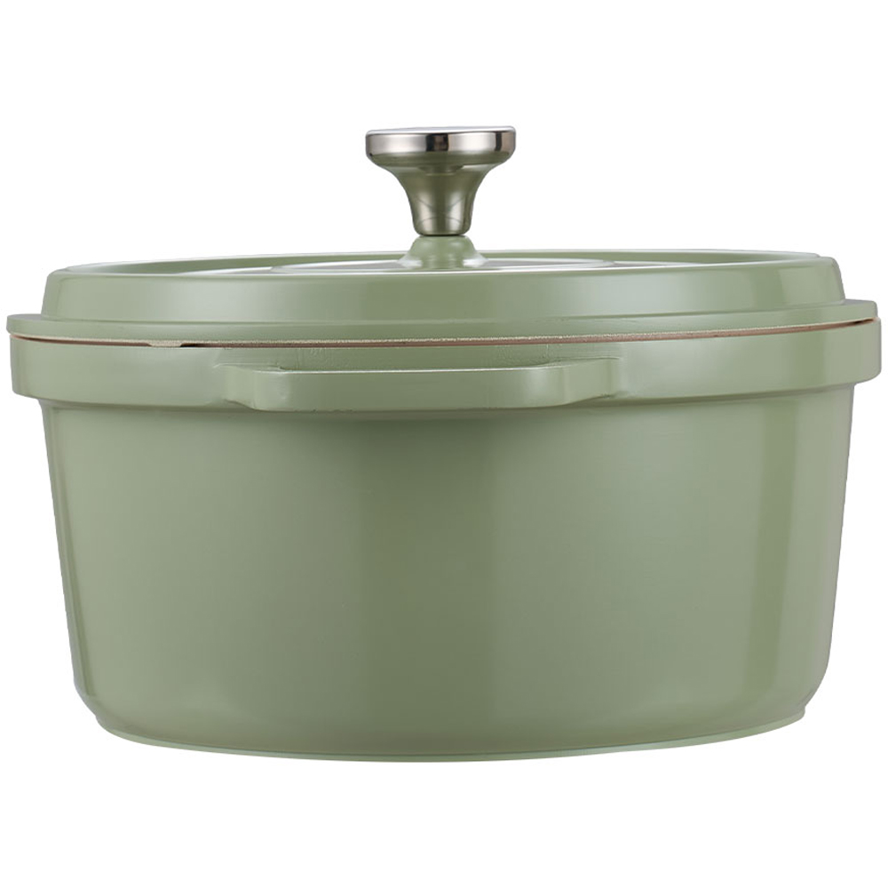 Living and Home 4.75L Green Non-Stick Cast Aluminium Enamelled Cooking Pot with Lid Image 3