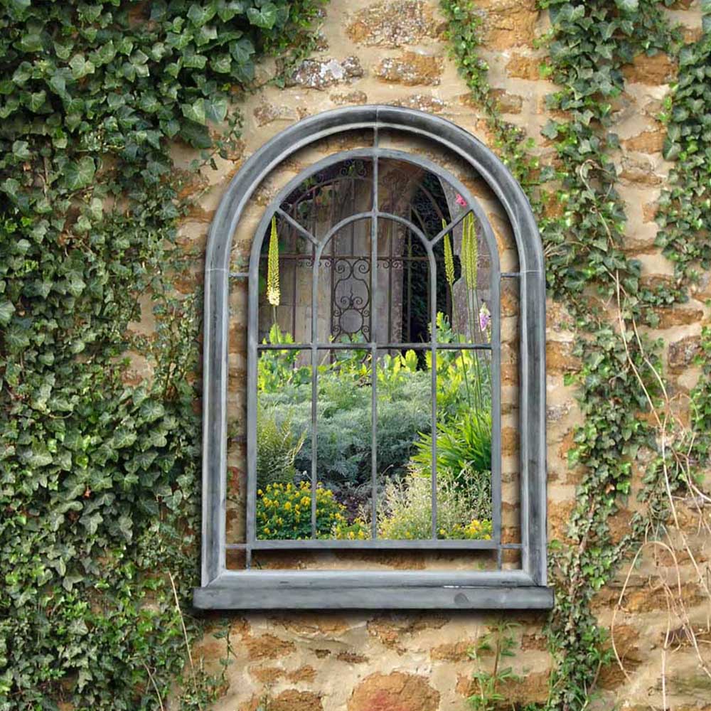 Charles Bentley Premium Vintage Grey Arch Garden Mirror 75 x 51cm Image 2
