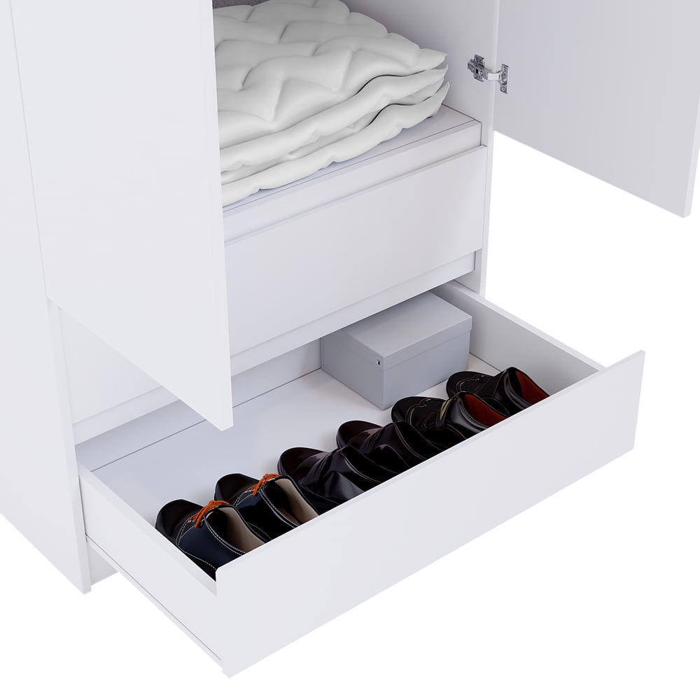 Vida Designs Denver 2 Door 2 Drawer White Wardrobe Image 8