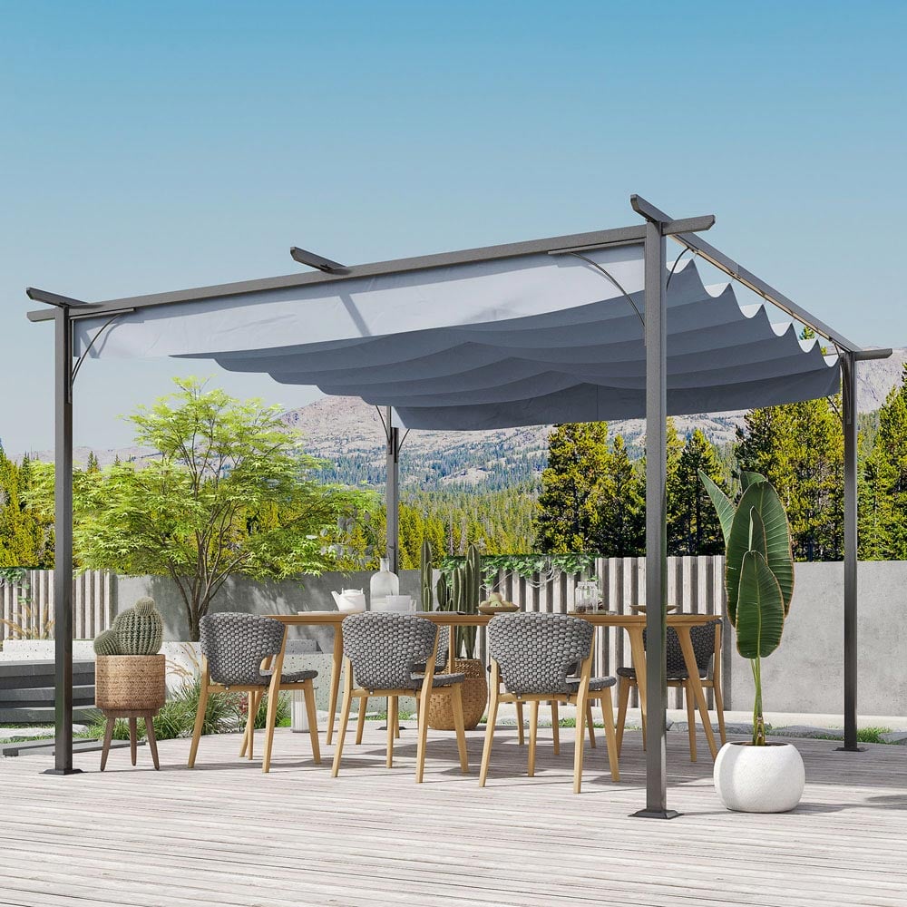 Outsunny 3.5 x 3.5m Grey Metal Pergola Image 1