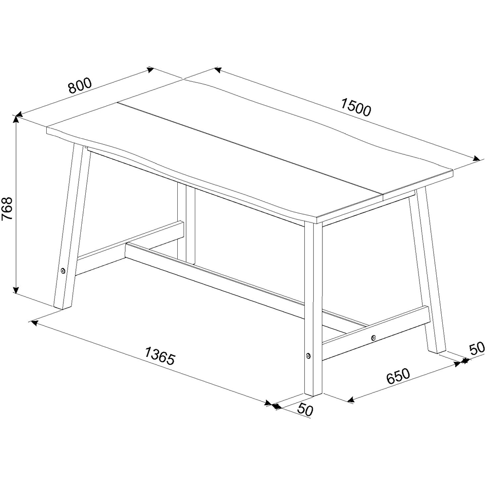 Core Products Corona 4 Seater Large Dining Table Grey Image 4
