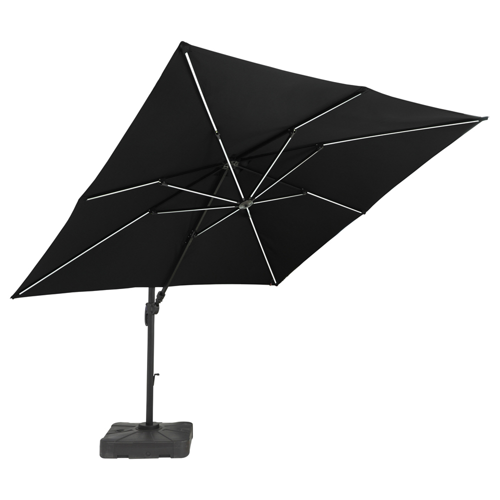 Royalcraft Grey Deluxe Square LED Cantilever Parasol 3m Image 1
