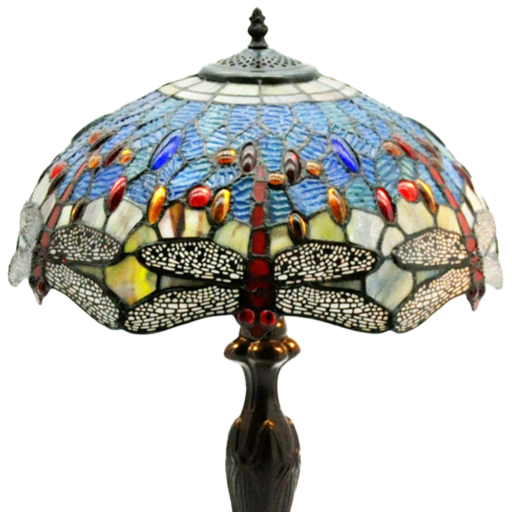 Acacia Home Tiffany Blue Shade Dragonfly Table Lamp 40.6cm Image 2