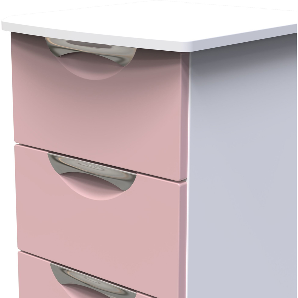 Crowndale Camden 4 Drawer Kobe Pink and White Bedside Cabinet Ready Assembled Image 5