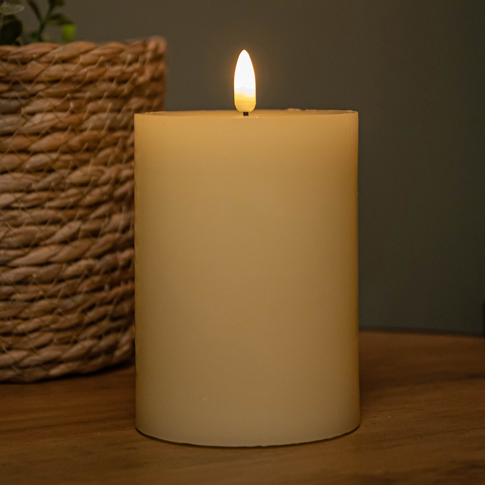 Premier Cream Flickering Flame Wax Melted Pool Effect LED Candle Christmas Decoration 13cm Image 2