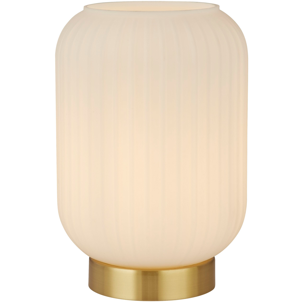 Lighting Collection Matson Frosted White Glass Shade Brass Table Lamp Image 3