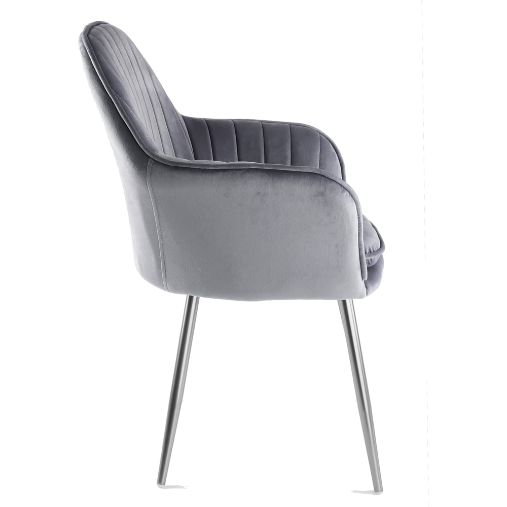 Muse Accent Chair in Velvet Upholstery - Grey Image 4