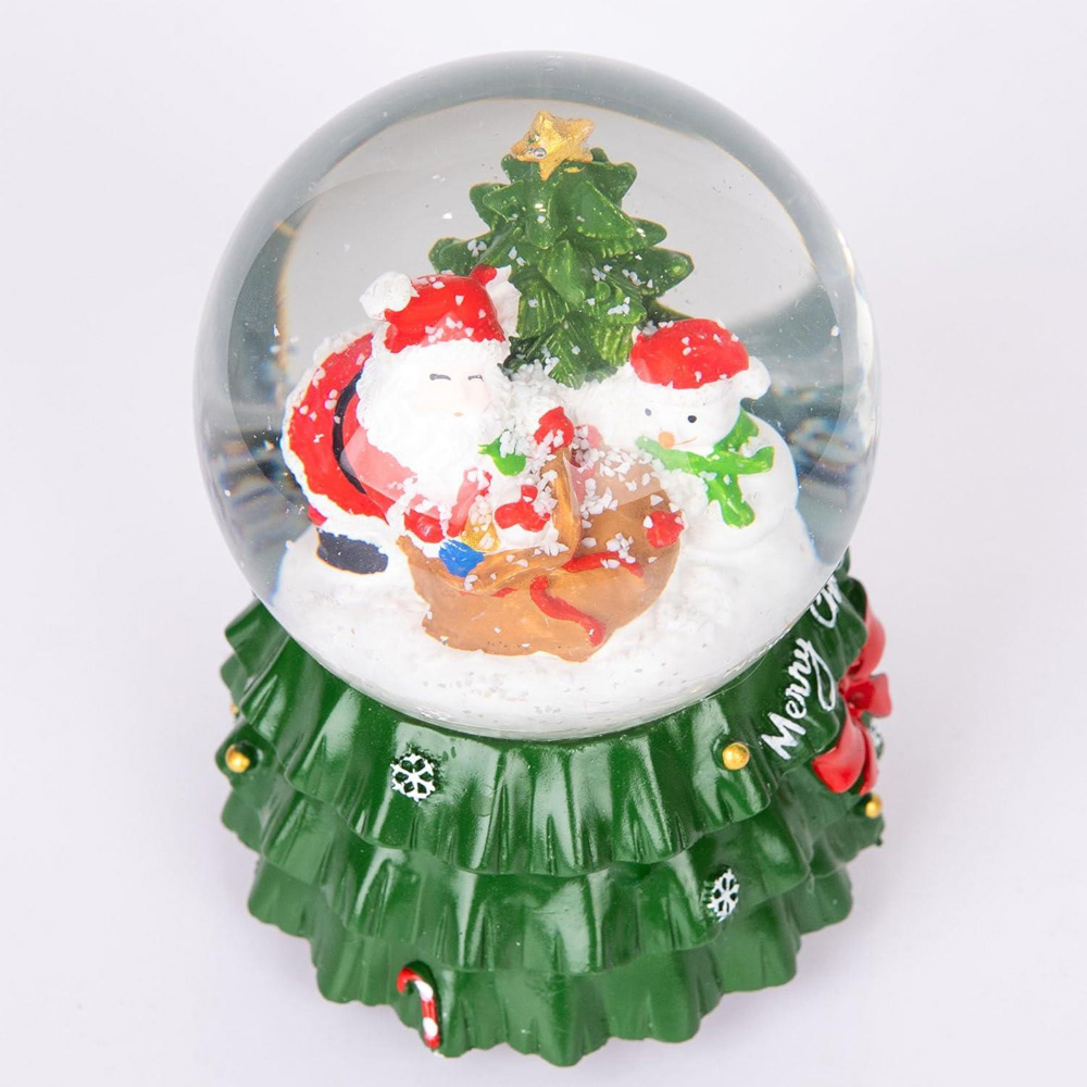Shatchi Musical Snowglobe Santa and Xmas Tree Scene Image 2