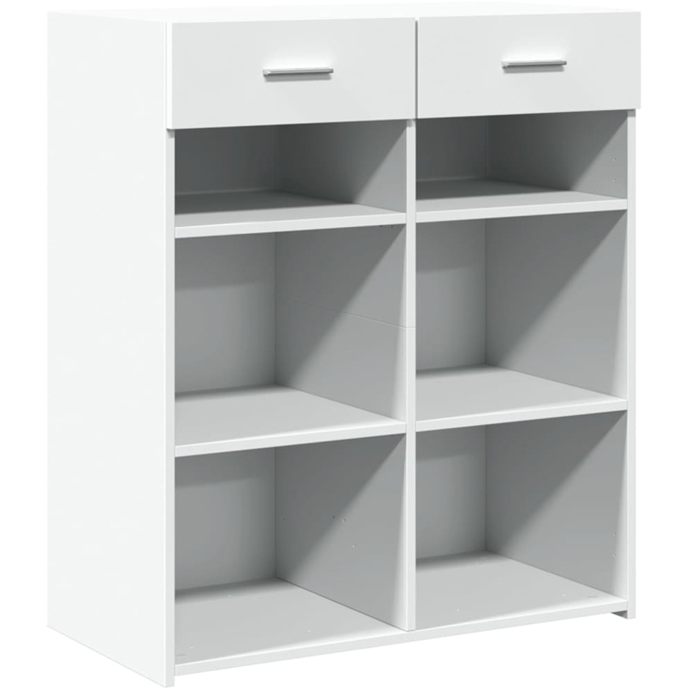 vidaXL 2 Drawer 6 Shelf White Sideboard Image 2