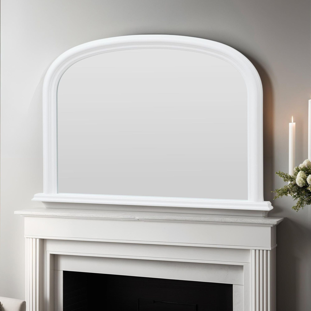 Yearn White Contemporary Arched Overmantle Mirror 77 x 112cm Image 2