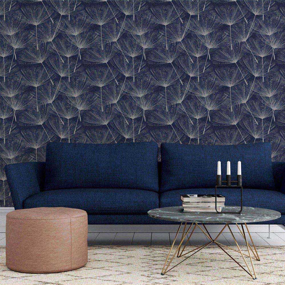 Arthouse Harmony Dandelion Navy and Silver Wallpaper Image 3