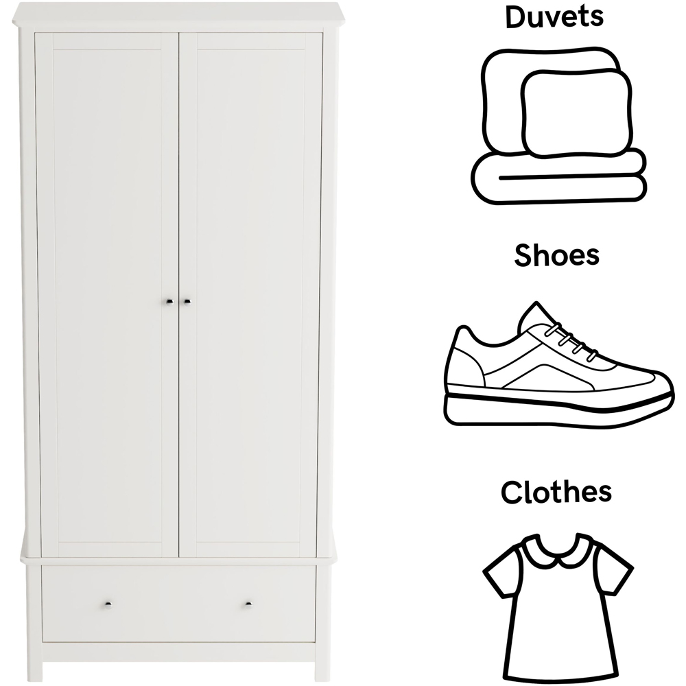Core Products Nairn 2 Door Single Drawer White Wardrobe Image 6